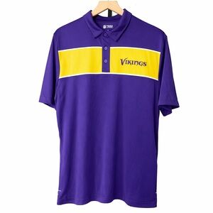 NFL Minnesota Vikings Polo Shirt Mens Large Purple Gold Team Apparel NWT